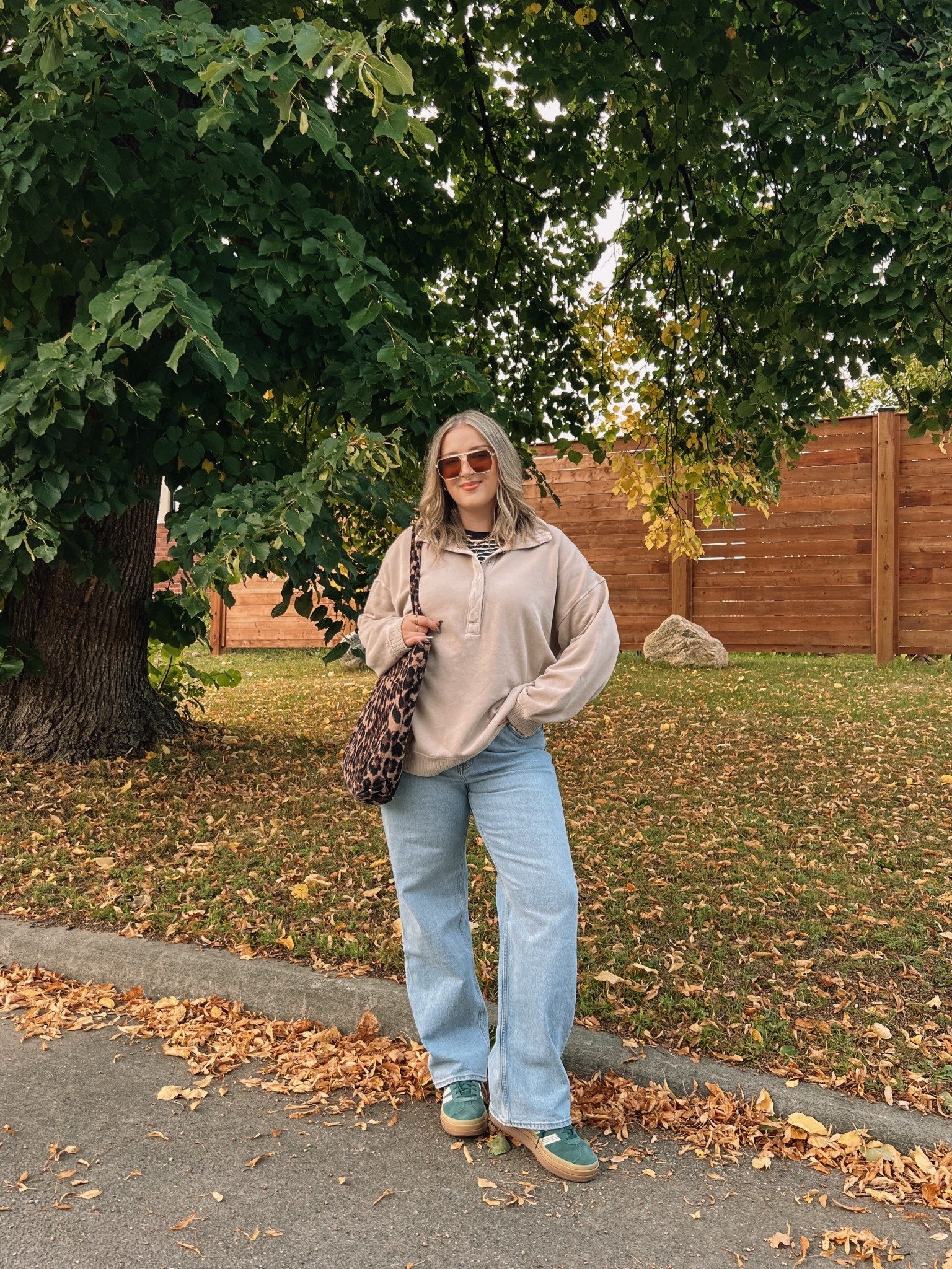 Casual fall outfit! Wearing my usual size L in the viral quarter snap sweatshirt. Sized up to XL in the striped tee because I didn’t want a tight fit. Wearing 32 in the jeans, could have done a 31 but I like the looser fit for comfort. Adidas sneakers are comfy but run a little big, I’m usually a 9.5-10 and wear a 9


#LTKjeans #LTKmidsize #LTKsale