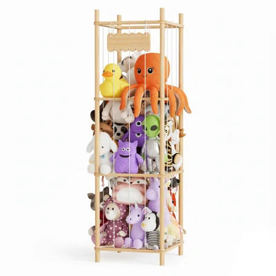 Wood Stuffed Animal Storage Organizer, Large-Capacity Plush Toy Holder, 15.8" Wide, Natural Finish | Wayfair North America