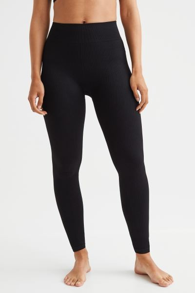 Seamless Sports tights - Black - Ladies | H&M GB | H&M (UK, MY, IN, SG, PH, TW, HK)