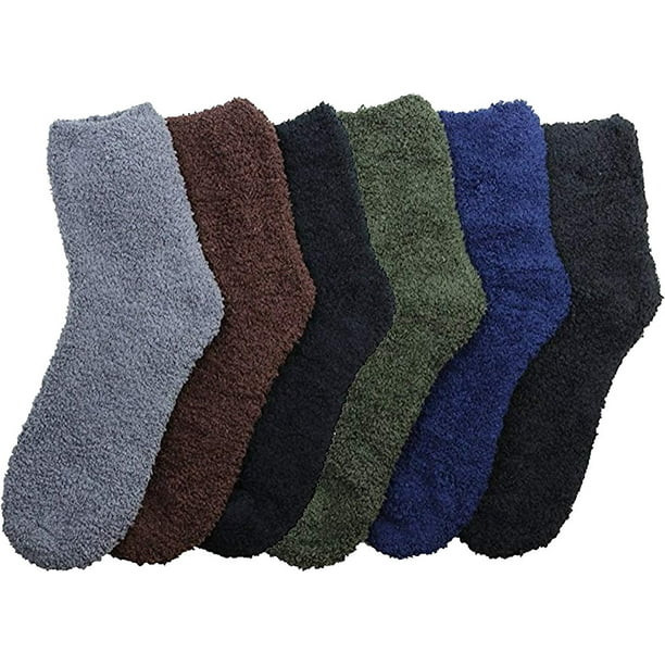 6 Pair of Women Plush Fuzzy Soft Slipper Socks Solid Colors Cozy and Warm - Walmart.com | Walmart (US)