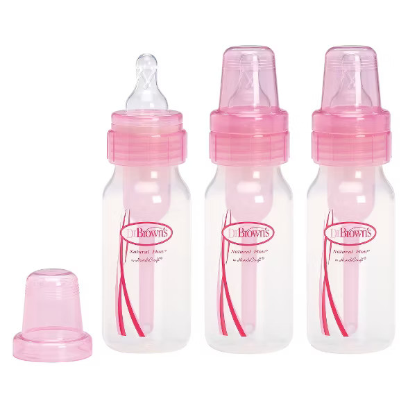 Dr. Brown's Natural Flow Anti-Colic Baby Bottles - Pink - 4oz/3pk | Target
