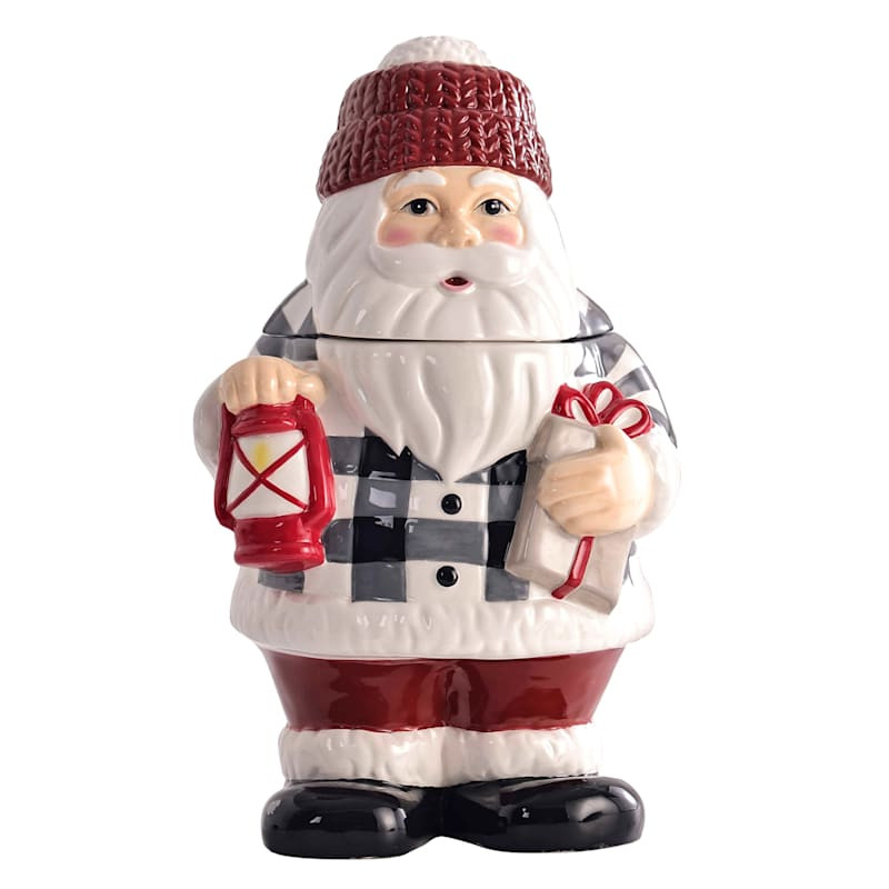 Buffalo Plaid Santa Cookie Jar | At Home