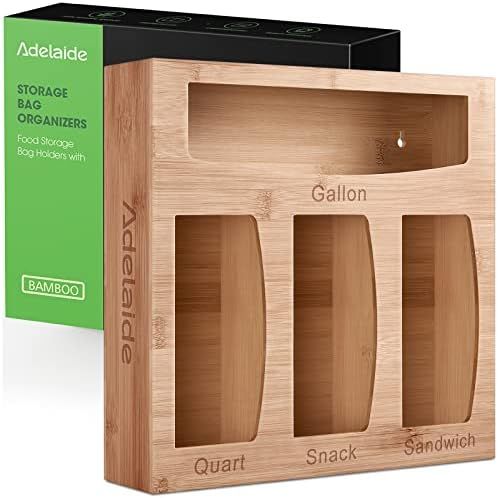 ADELAIDE Bag Storage Organizer for Kitchen Drawer, Bamboo Organizer, Compatible with Ziplock Gall... | Amazon (US)