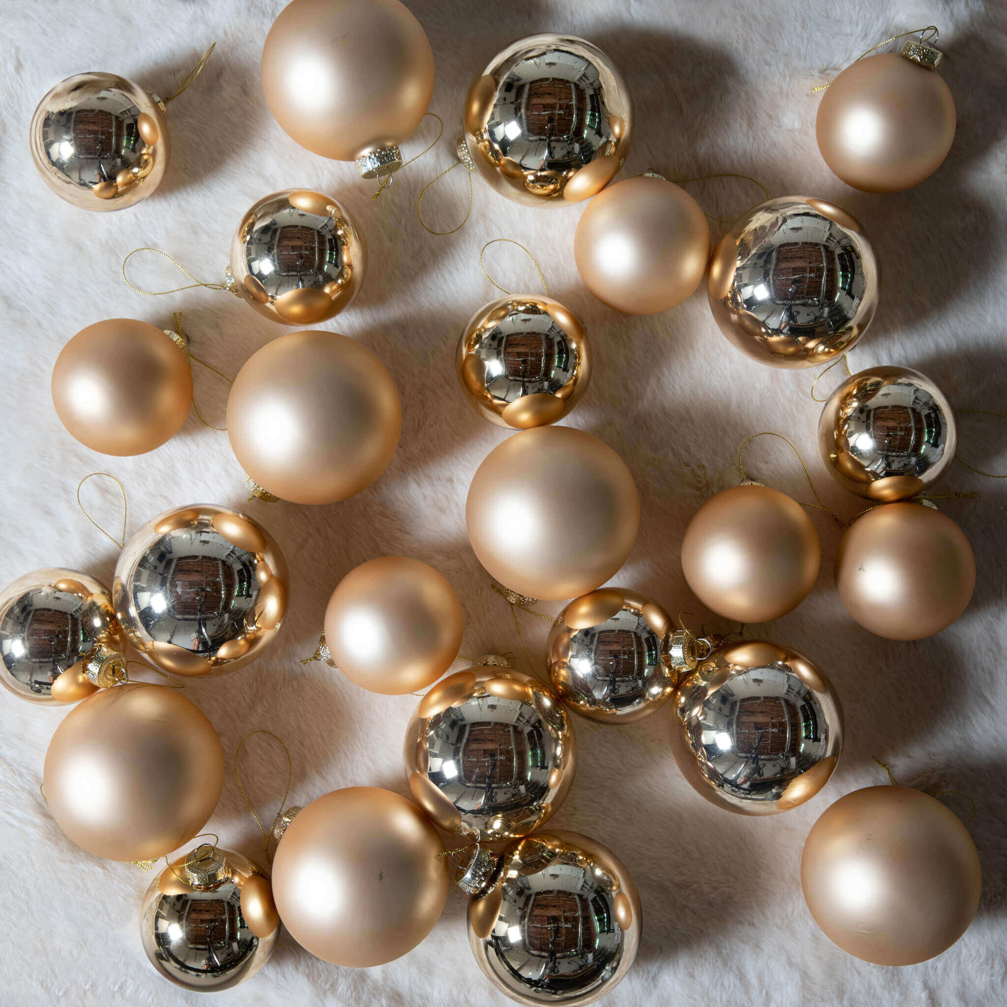 Gold Essential Glass Ornaments (24 Pack) | King of Christmas