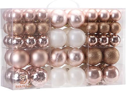 Sea Team 86-Pack Shatterproof Rose Gold Christmas Ball Ornaments Set, Assorted Multi-Sized Hangin... | Amazon (US)
