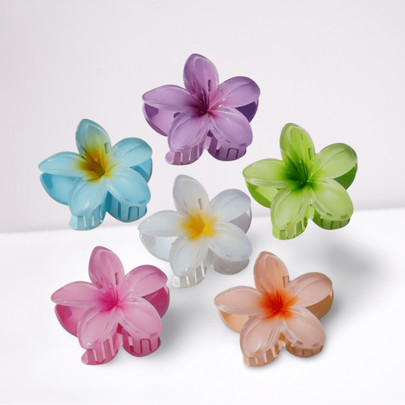 Hawaiian Plumeria 6-Pack Large Claw Hair Clips For Women And Girls Tropical Beach-Inspired Hair Accessories For Thick Or Thin Hair Stylish And Fun Sum | SHEIN