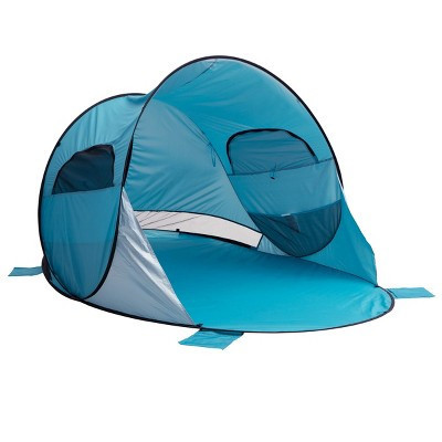 Pop Up Beach Tent with UV Protection and Ventilation Windows – Water and Wind Resistant Double-Door Sun Shelter for Outdoor Events by Wakeman (Blue) | Target