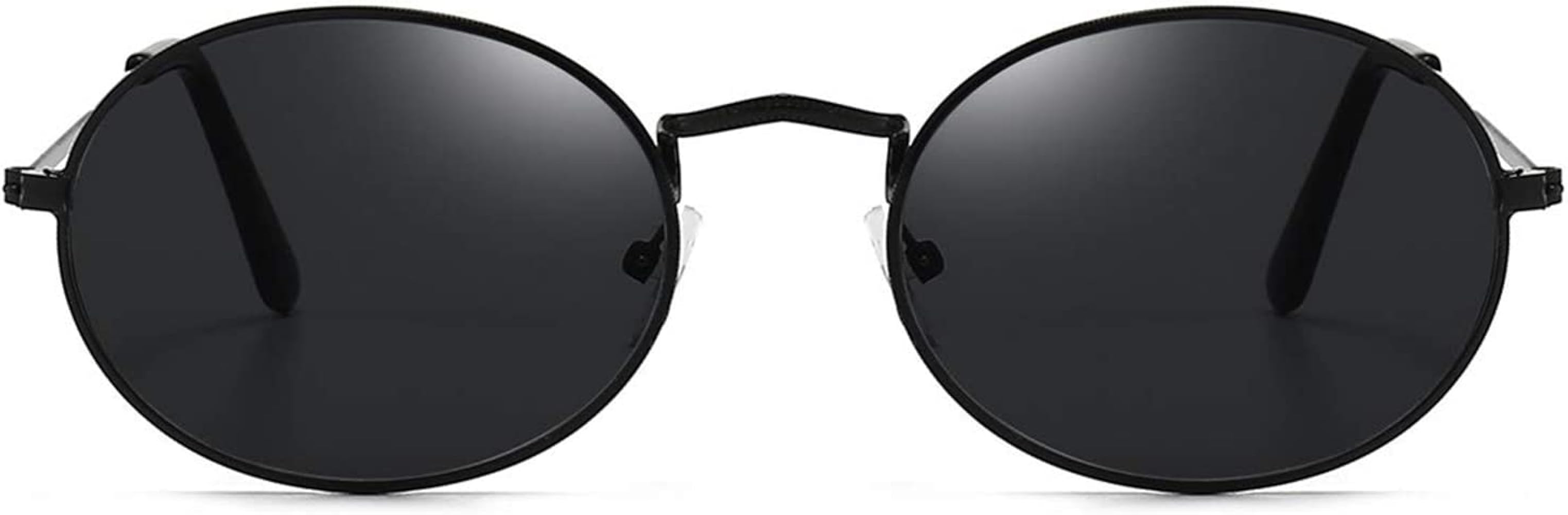 JUDOO Oval Sunglasses for Women Men Vintage 90s Metal Frame Black Glasses | Amazon (US)