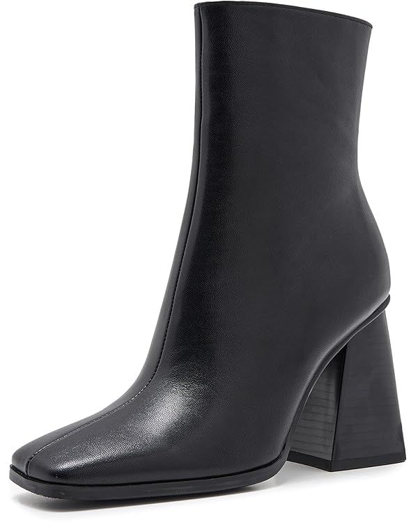 ZXHYZLZ Womens Chunky High Heel Boots - Zip Up, Square Toe, Ankle Booties | Amazon (US)