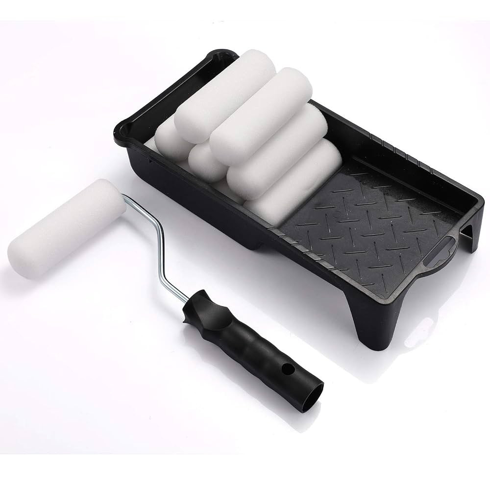 Foam Paint Roller, Roller Frame with 4-Inch Mini Paint Roller Cover Refills with Foam-Covered End... | Amazon (US)