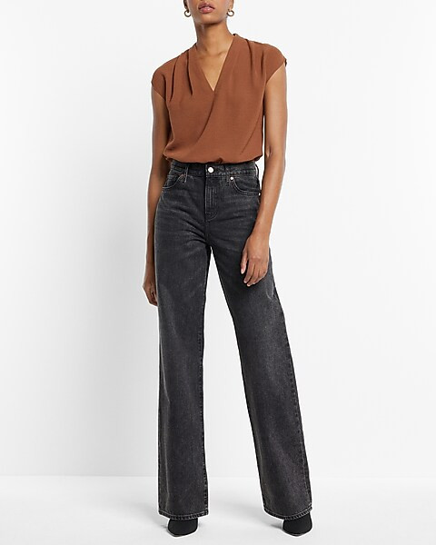 V-neck Pleated Shoulder Gramercy Thong Bodysuit | Express