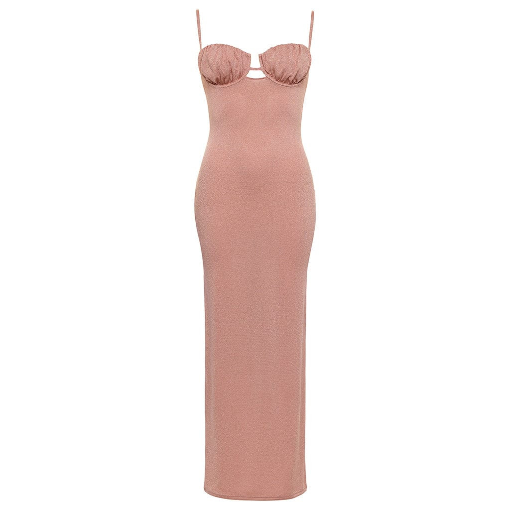 Prima Pink Sparkle Petal Long Slip Dress | Montce