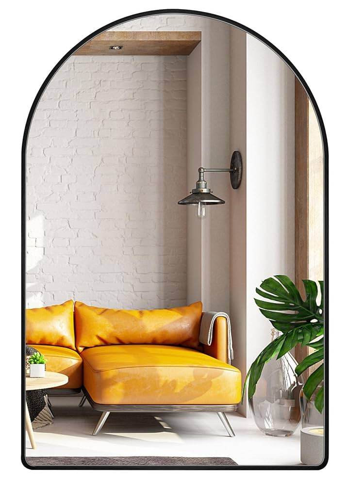 30x40 inch Black Tempered Glass Large Arched Mirror for Bathroom Vanity Mirror or Wall Decor Arch... | Amazon (US)