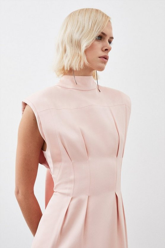 Satin Back Crepe Woven Midaxi Dress | Karen Millen US