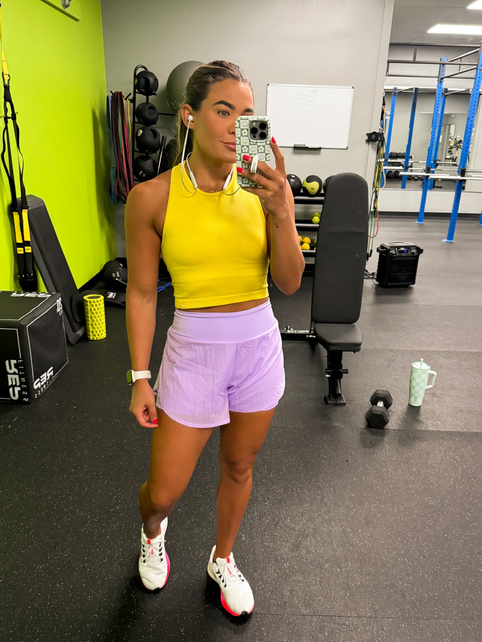 Gym outfit / small padded tank / small flyaway shorts 

#LTKStyleTip #LTKActive #LTKFitness