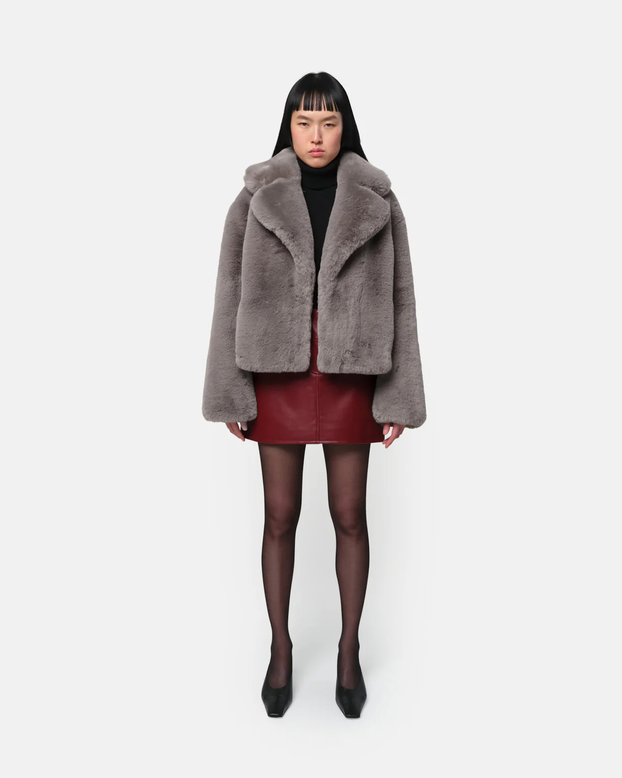 Miller Faux Fur Coat in Granite | Apparis