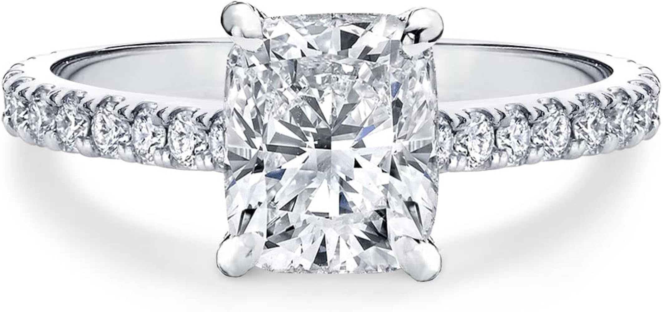 Bo.Dream 2ct Cushion/Princess/Emerald Cut Cubic Zirconia Engagement Rings for Women Platinum Plat... | Amazon (US)