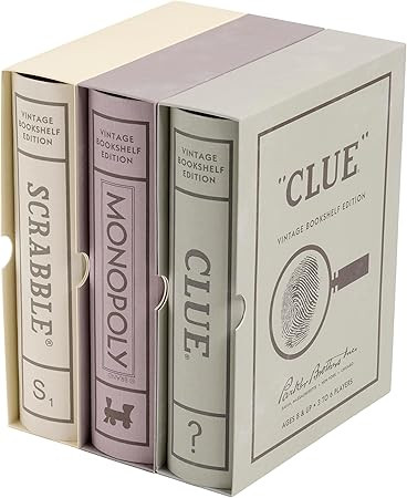 WS Game Company Scrabble, Monopoly, and Clue Vintage Board Game Bookshelf Collection | Amazon (US)