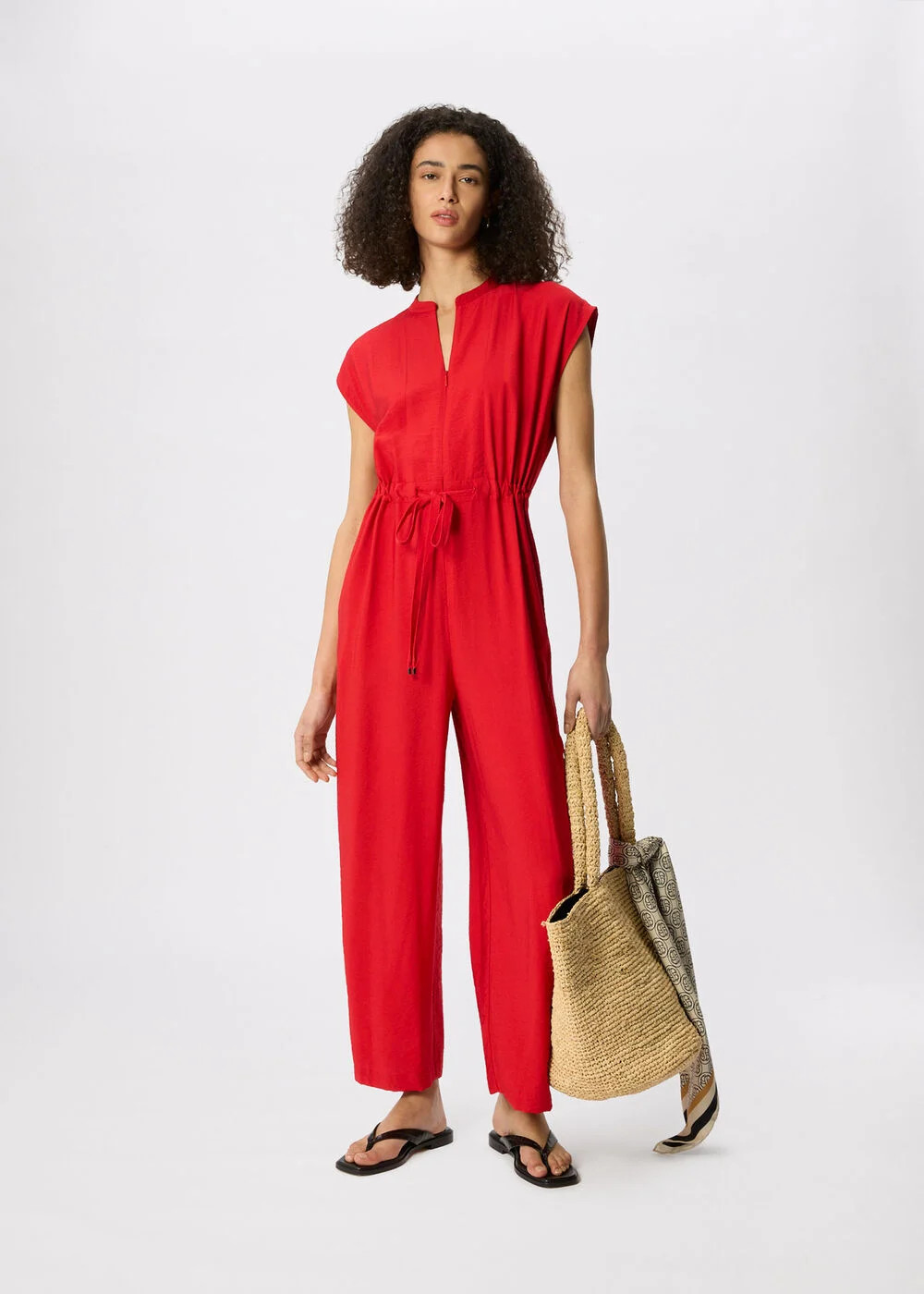 Red Petite Sleeveless Drawstring Jumpsuit | WHISTLES | Whistles UK | | Whistles