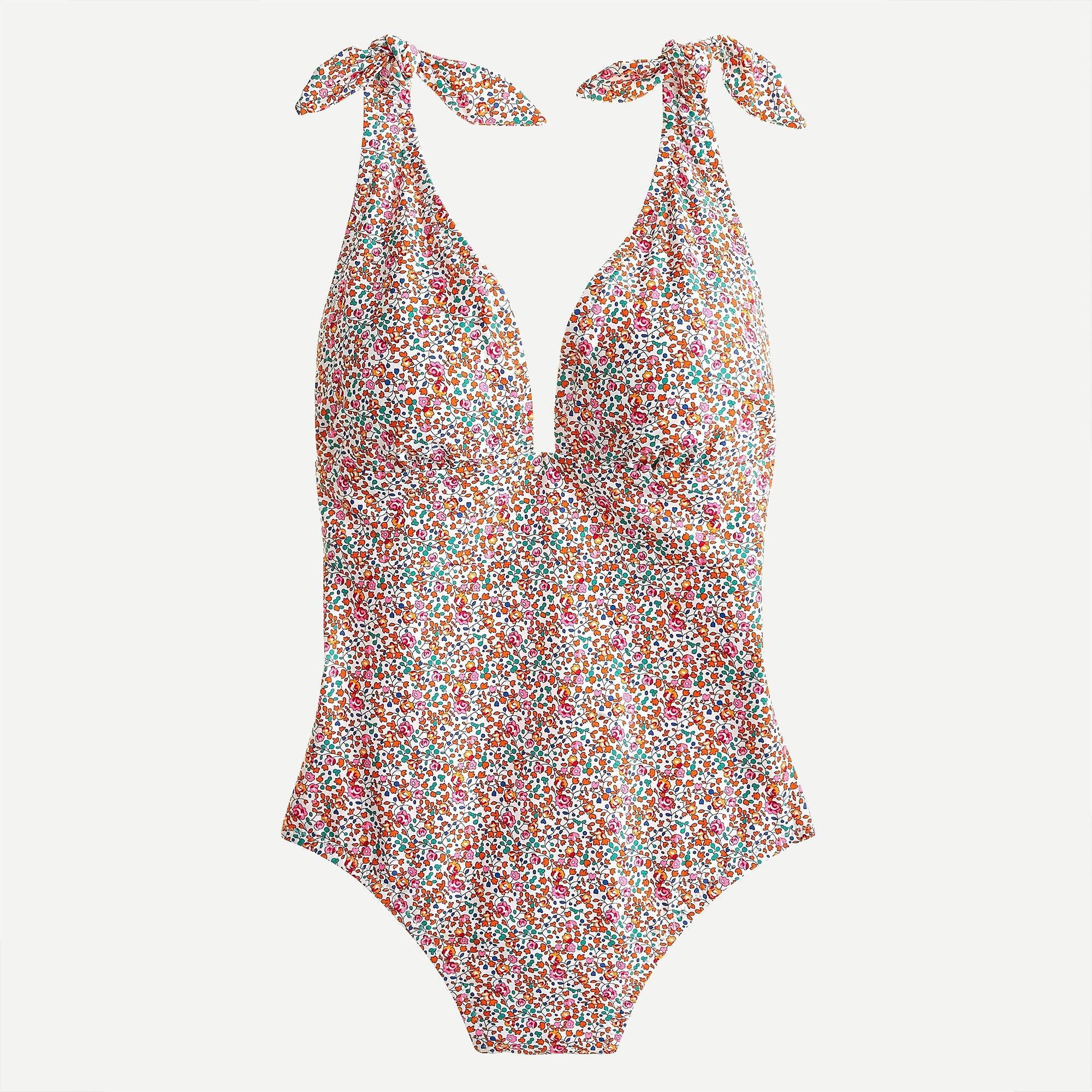 Tie-shoulder one-piece swimsuit in Liberty® Eloise floral | J.Crew US