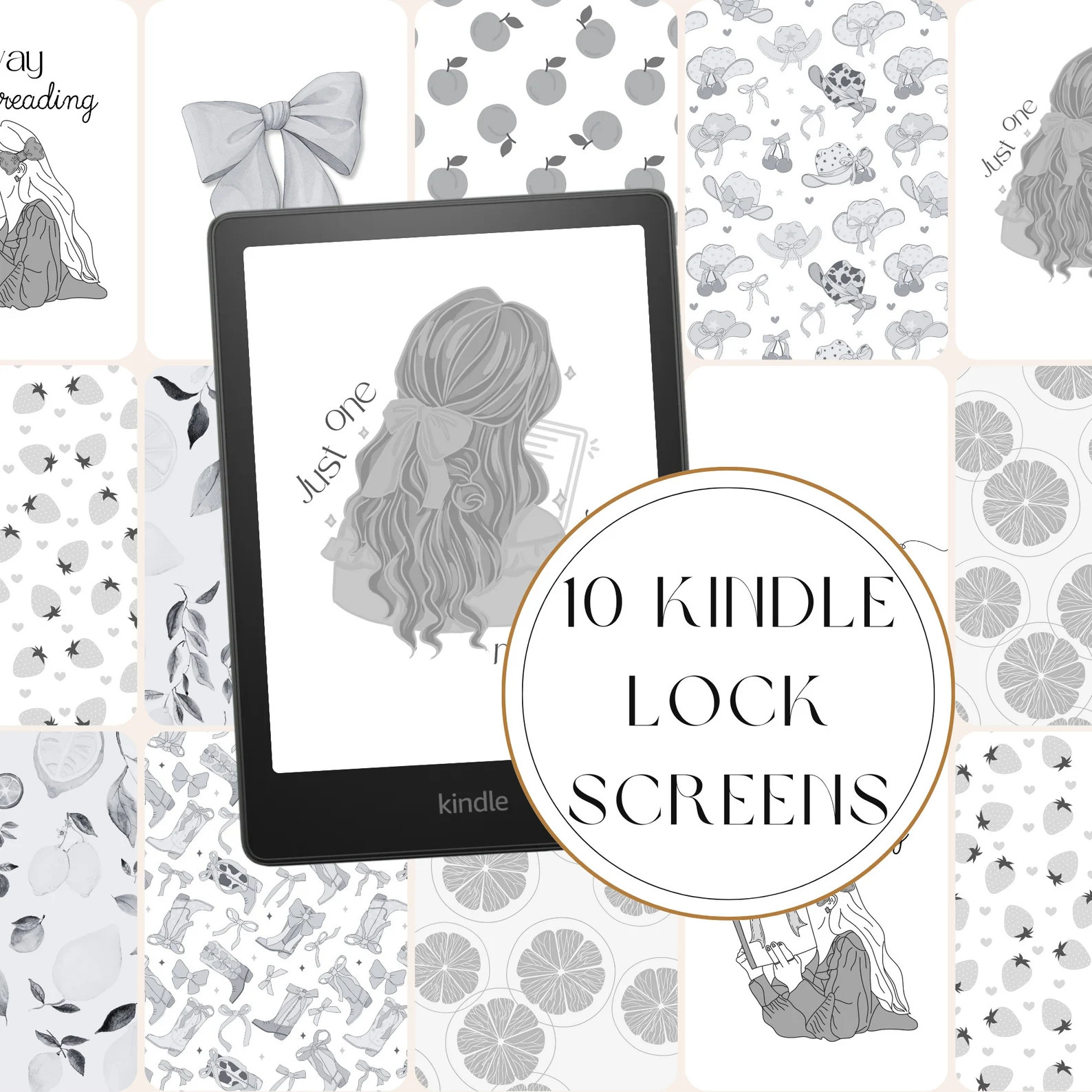 10 Ready-made EPUB Kindle Lock Screens DIGITAL DOWNLOAD Lock Screen Cowboy Coquette Bookish Fruit... | Etsy (US)