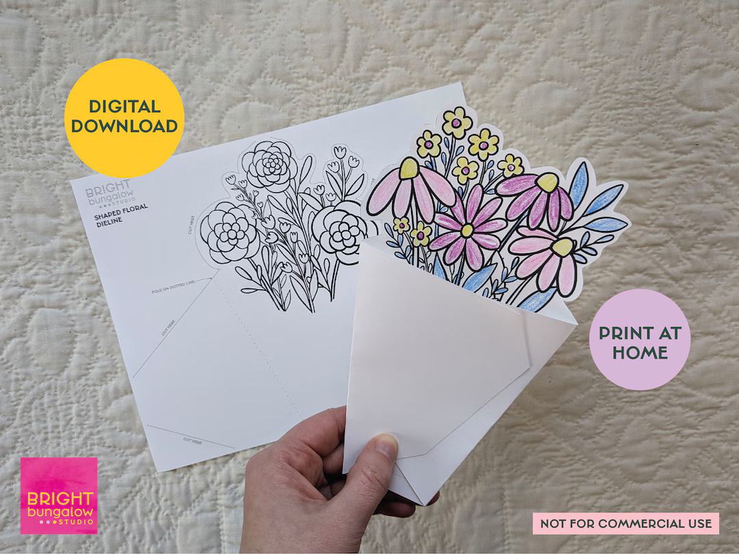 Printable Floral Coloring Card, Color Your Own Card, Teacher Appreciation Card, Instant Download ... | Etsy (US)