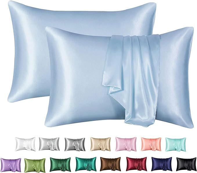 MR&HM Satin Pillowcase for Hair and Skin, Silk Satin Pillowcase 2 Pack, Queen Size Pillow Cases S... | Amazon (US)