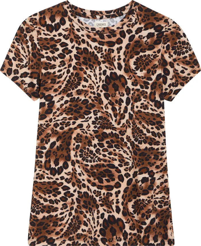L'AGENCE Ressi Leopard Print Short Sleeve Top | Nordstrom | Nordstrom