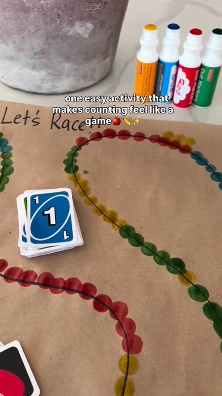 this simple activity turns number practice into a game, keeping little hands busy and little minds engaged. It’s low-prep, screen-free, and a fun way to build counting skills through play🙌

 #toddlerlearning #toddleractivities #learningthroughplay #countingactivities #preschoollearning

#LTKKids #LTKmomlife #LTKmorningroutine
