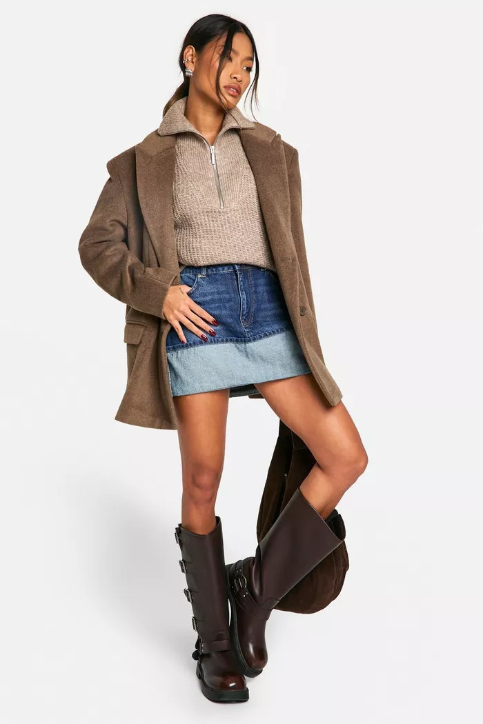 Turn Up hem Denim Mini Skirt | boohoo (US & Canada)