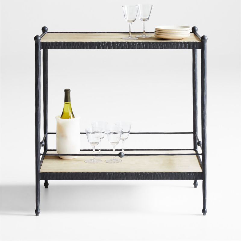 Rodin Black Metal Bar Console by Athena Calderone | Crate & Barrel | Crate & Barrel