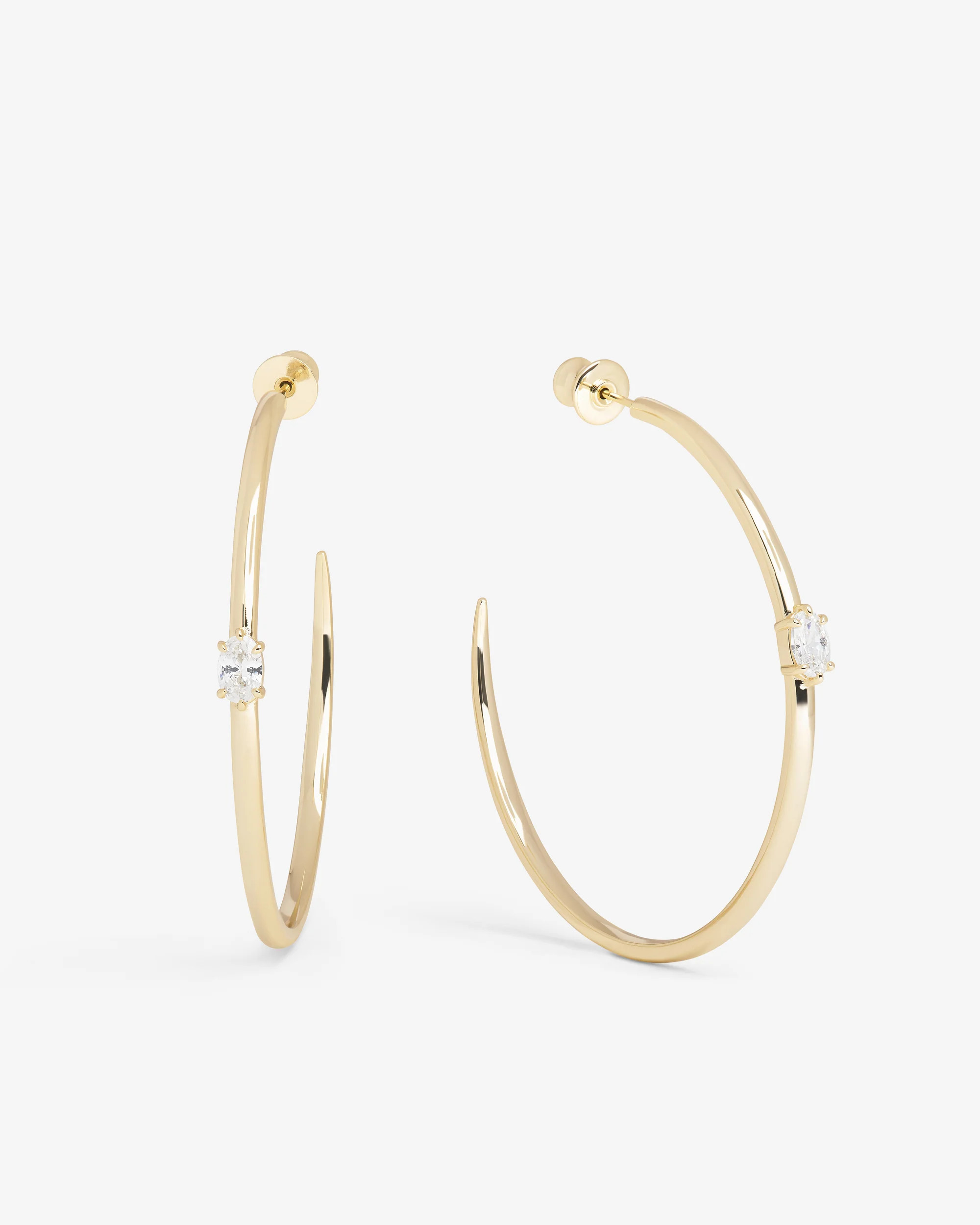 She's on Point Hoops 2"" - Gold|White Diamondettes | Melinda Maria Jewelry