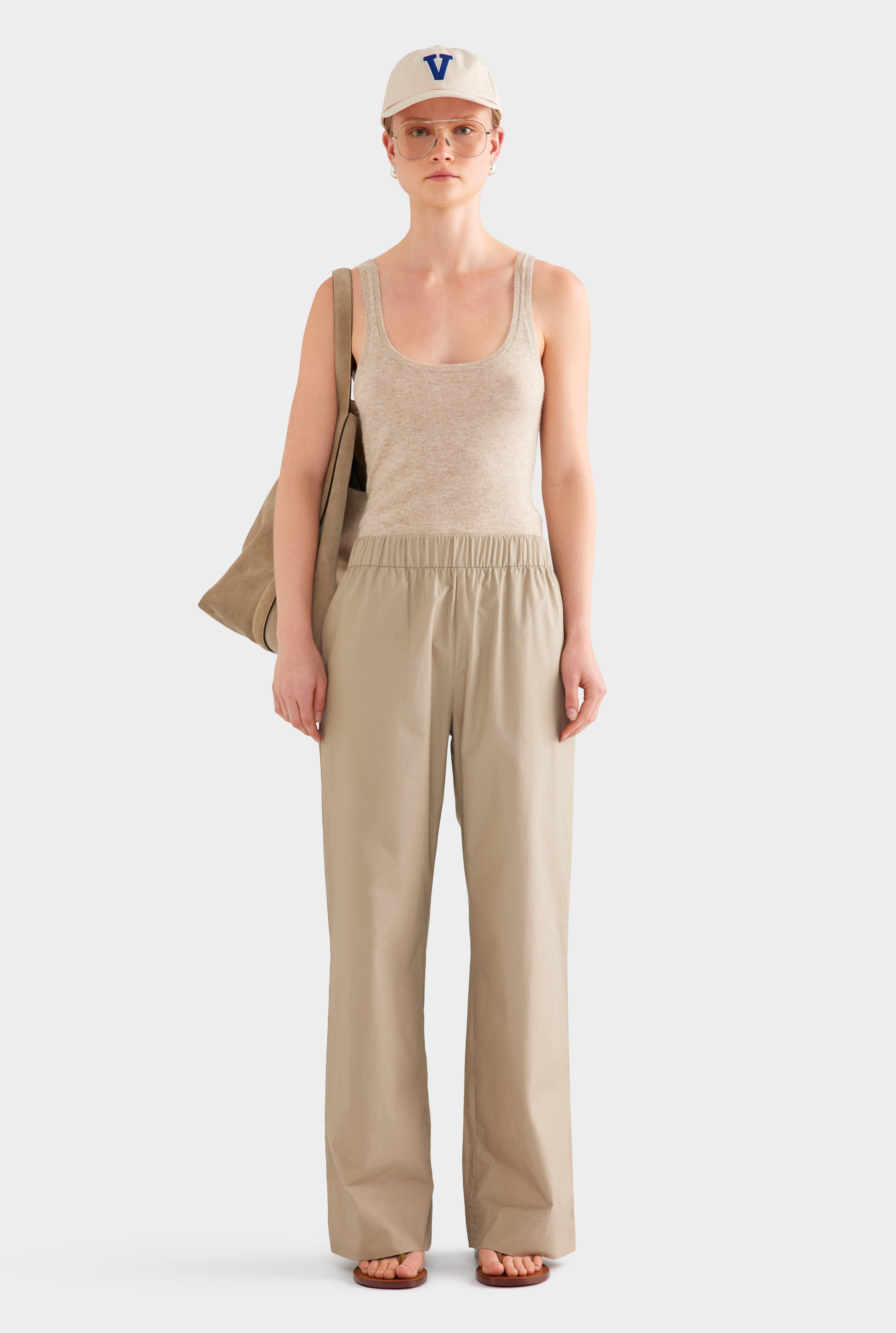 Heavy Cotton Poplin Pant - Pebble | Venroy AU