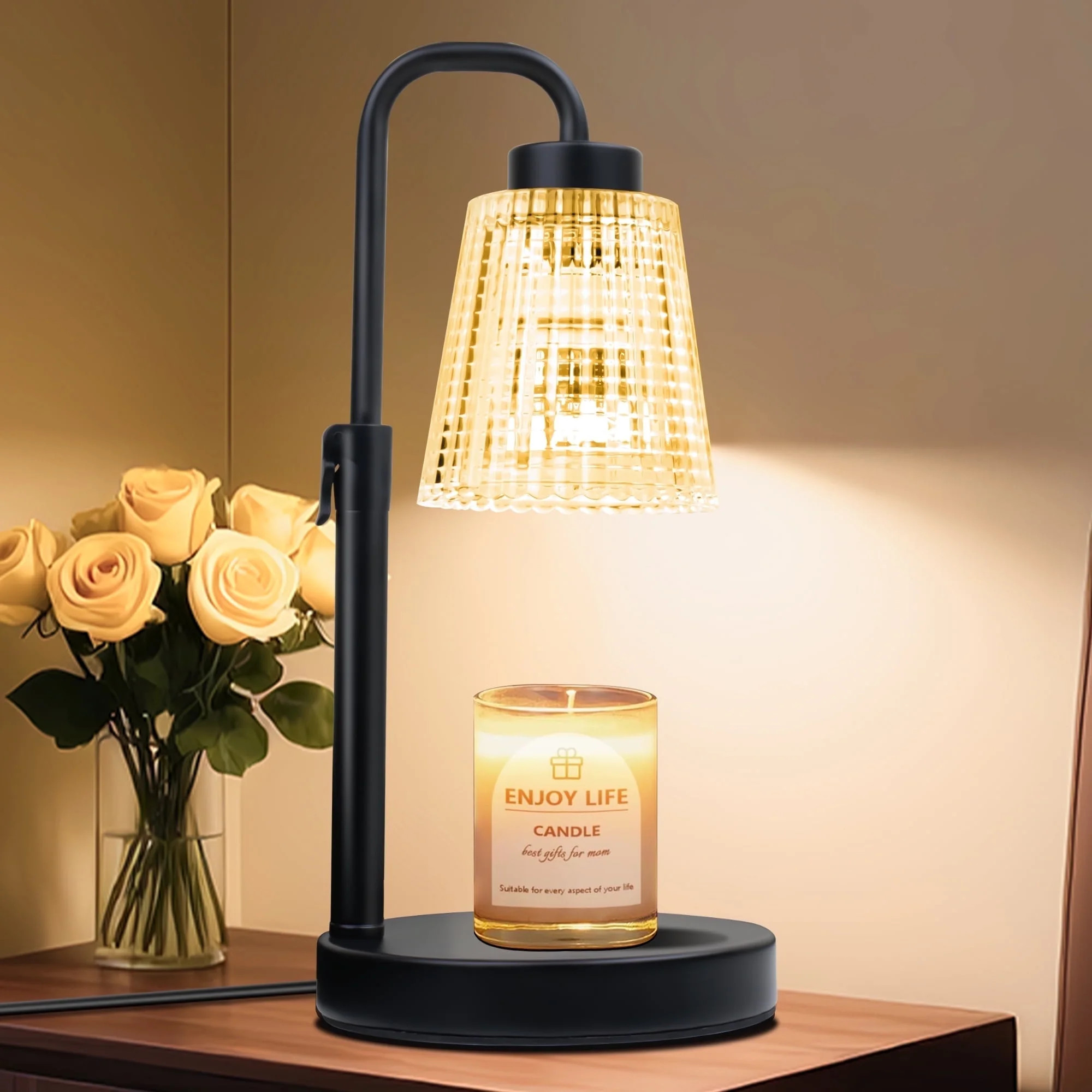 DAYBETTER Candle Warmer Lamp,Glass Electric Candle Lamp with 2*50W GU10 Bulbs,Adjustable Height D... | Walmart (US)
