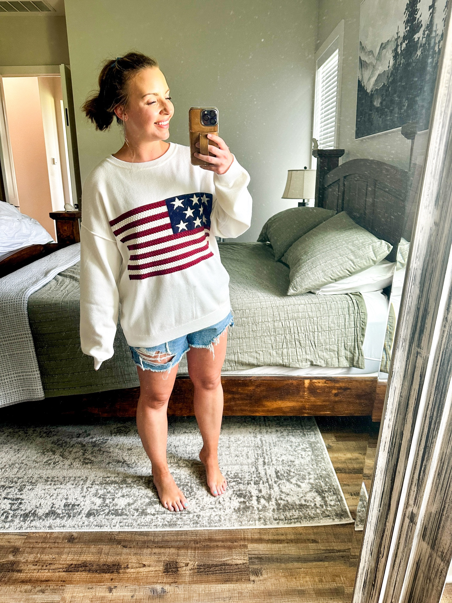 This flag sweater has been such a popular seller and currently sold out, but I have linked some cute alternatives! Snag them now for next year’s summer patriotic holidays or keep an eye out as I bet they will be on sale within the next few days! This top style is one you can wear all times of the year as well. 