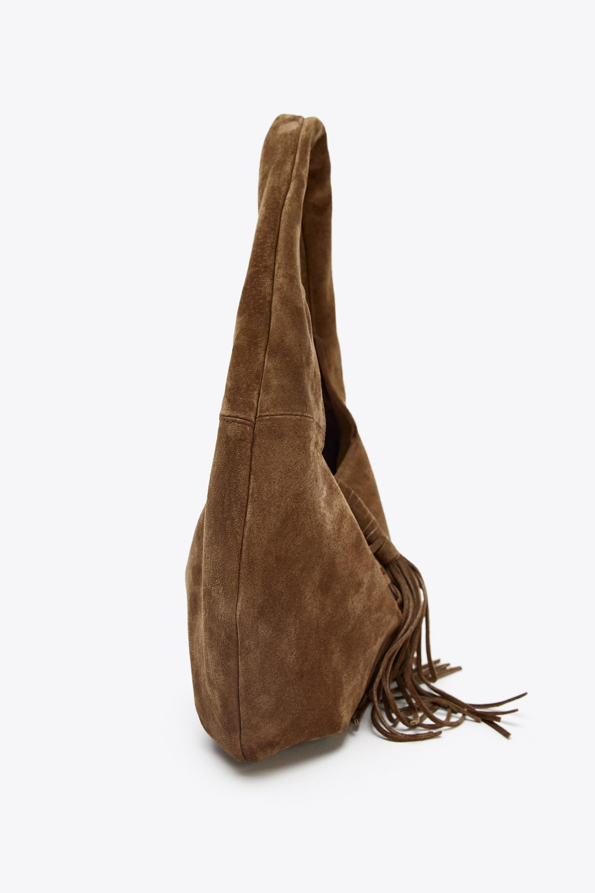 FRINGED SPLIT SUEDE SHOULDER BAG | Zara UK