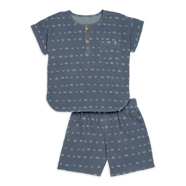 Modern Moments by Gerber Toddler Boy Casual Gauze Henley Tee and Short Set, Sizes 12M-5T | Walmart (US)