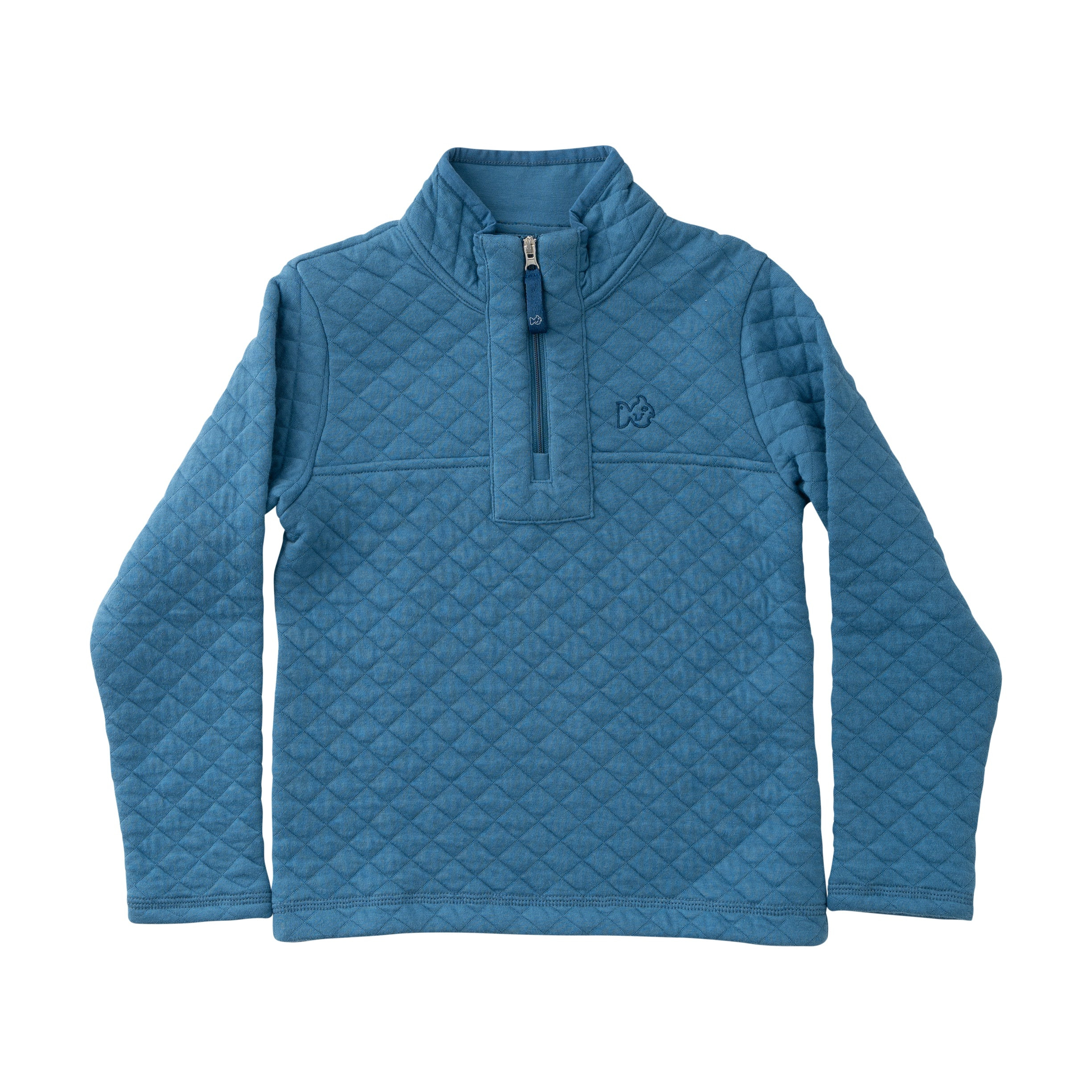 Kids Quilted Zip Pullover in Faded Copen Blue | PRODOH