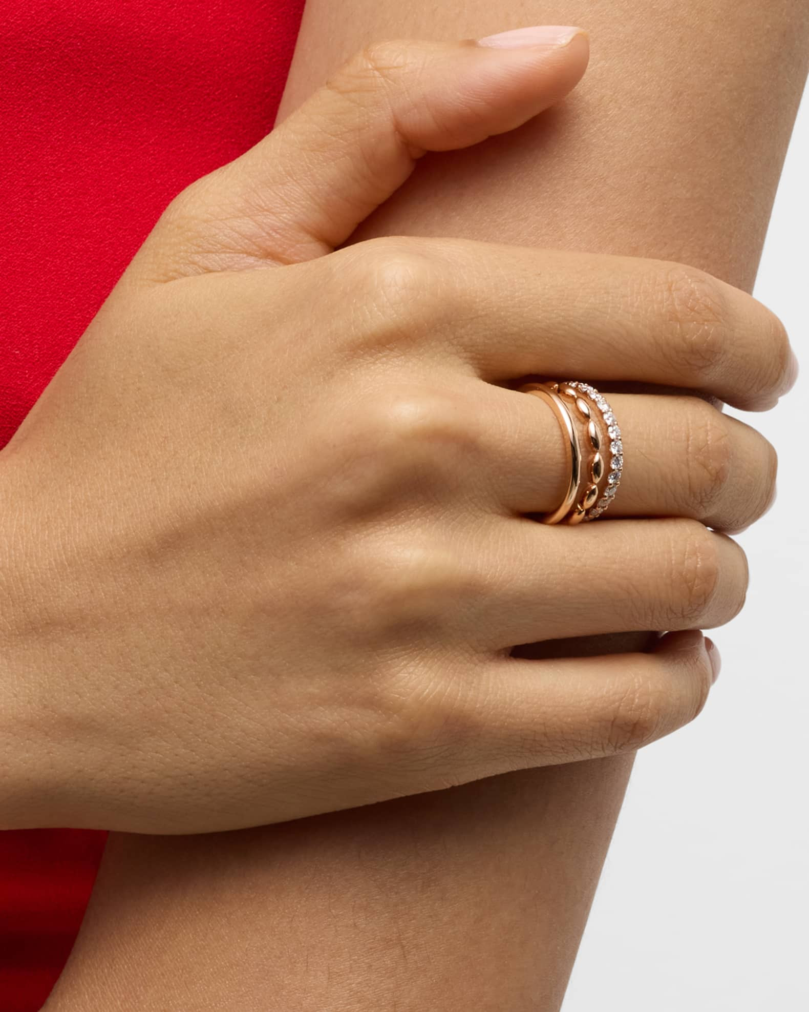 18K Pink Gold 3 Row Ring with Diamonds | Neiman Marcus