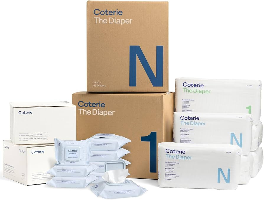 Coterie Baby Diapers + Wipes Kit, Size 1 (99 Count) Size Newborn (93 Count) 8 Travel Wipe Packs (... | Amazon (US)