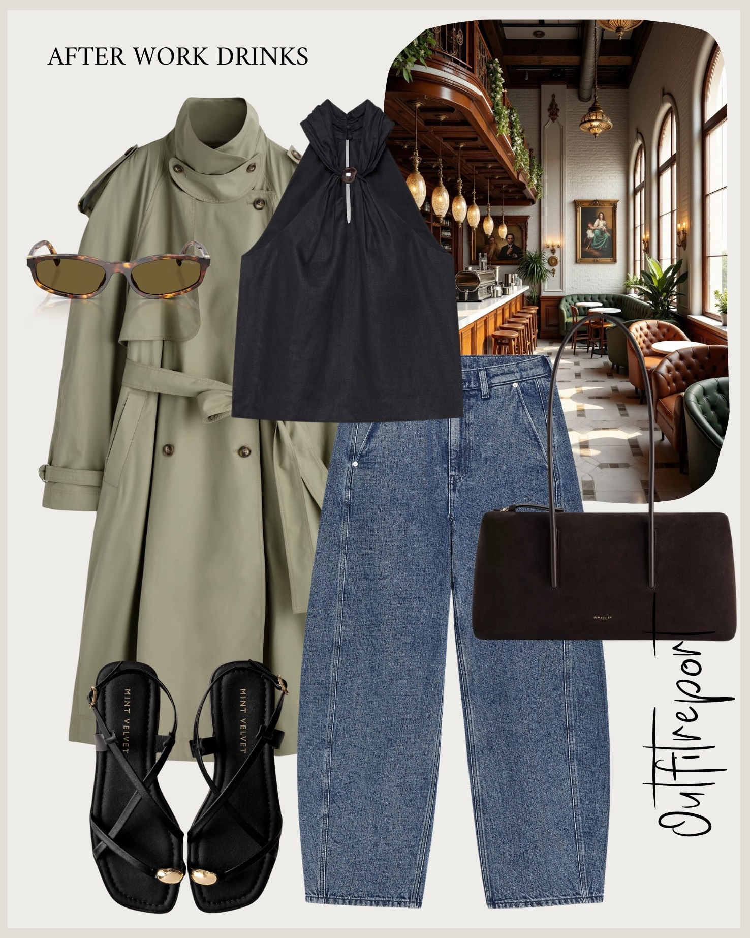 Pub after work drinks outfit in green trenchcoat and jeans 

#LTKspring #LTKsummer #LTKeurope