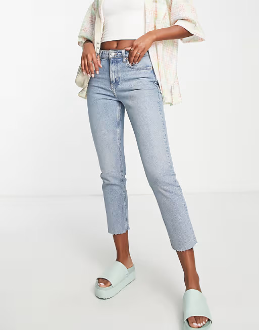 Topshop straight jeans in grey cast bleach | ASOS (Global)