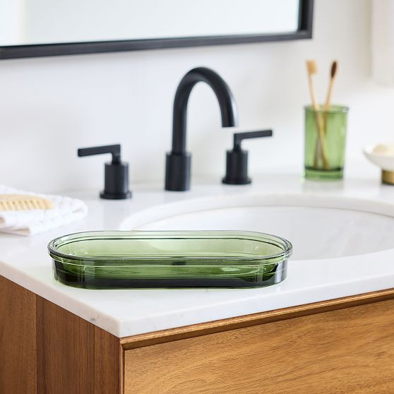 Apothecary Glass Bath Accessories, Tray, Green | West Elm (US)