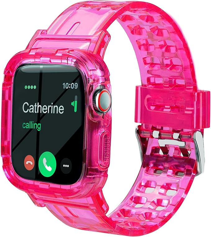 SXTDDSP Watch Band Compatible with Apple Watch 38mm 40mm 41mm 42mm 44mm 45mm, Crystal Clear Sport... | Amazon (US)