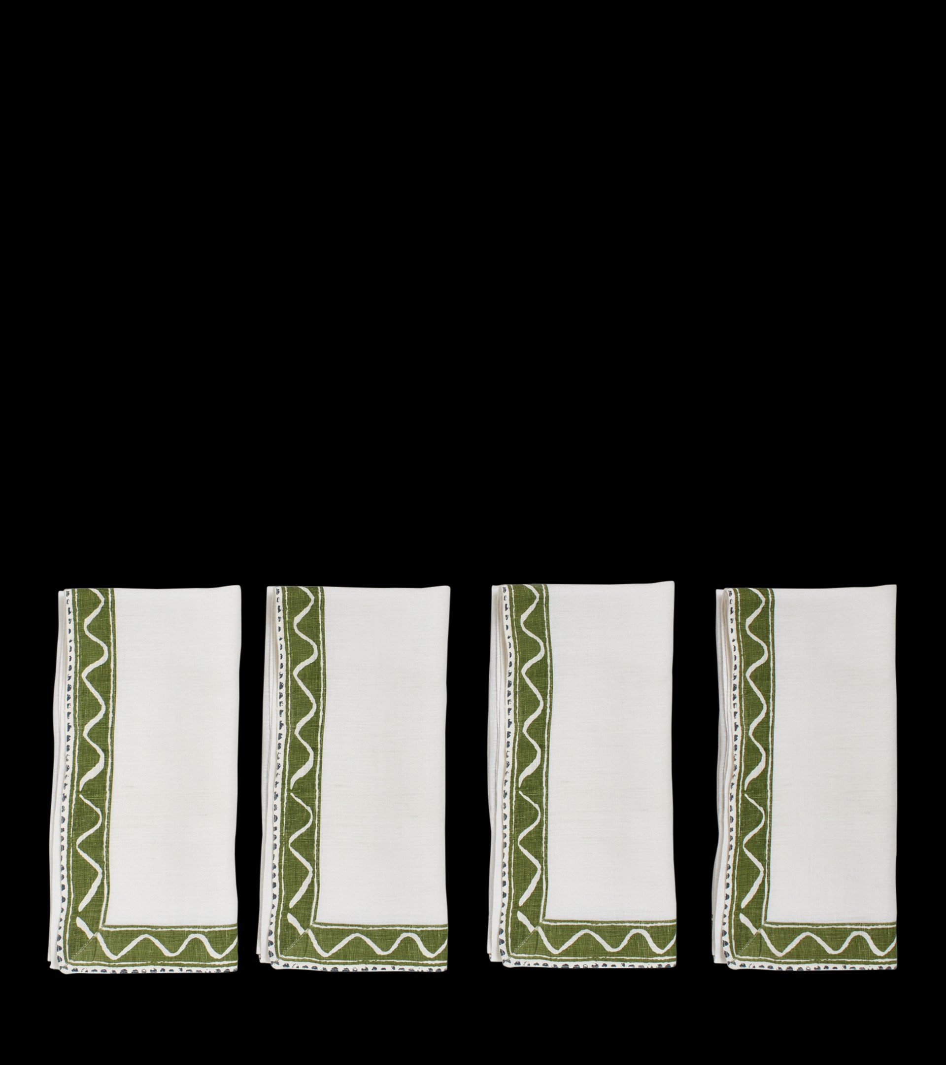 Set of Four Tideline Napkins – Putting Green/Midnight Blue | OKA US