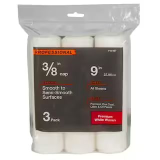 9 in.x 3/8 in.Shed Resistant White Woven Paint Roller Cover (3-Pack) RS 1013 - The Home Depot | The Home Depot