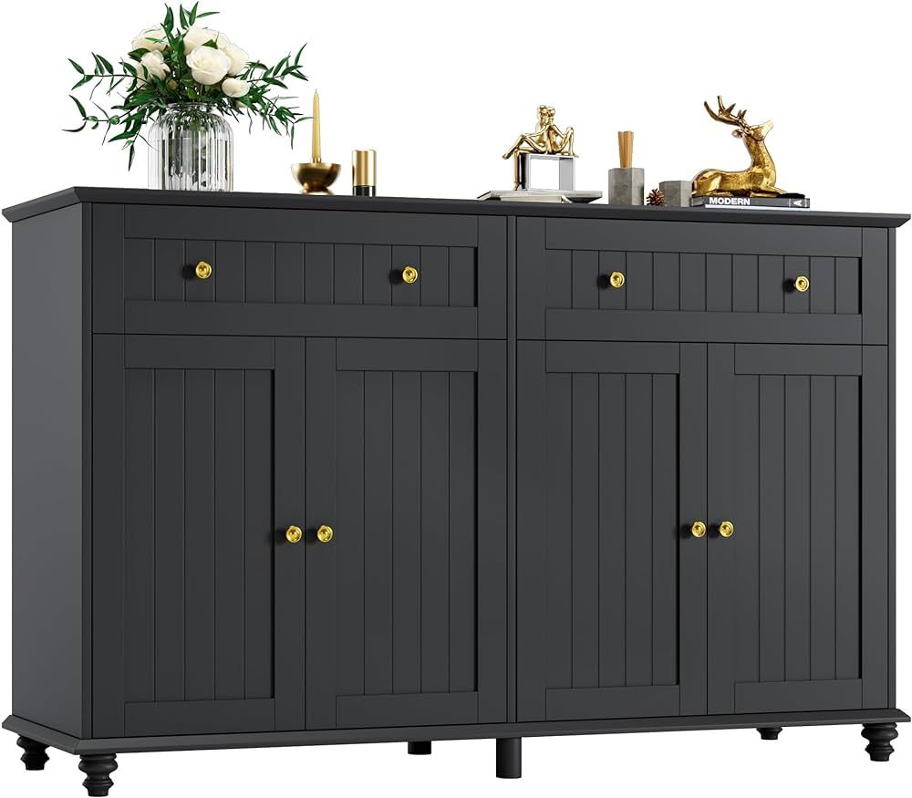 finetones Buffet Cabinet with Storage, 55.1” Large Sideboard Buffet Cabinet, Black Kitchen Cabi... | Amazon (US)