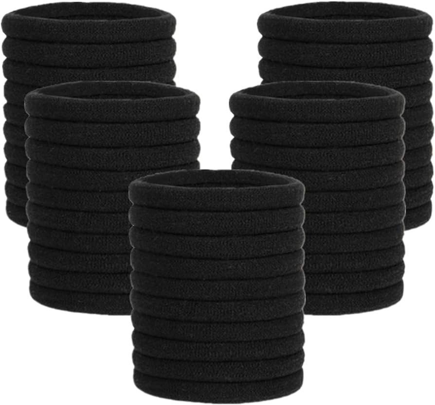 Pimoys 100 Pcs Elastic Hair Ties, Thick Seamless Hair Bands No Damage Soft Ponytail Holders Hair ... | Amazon (US)