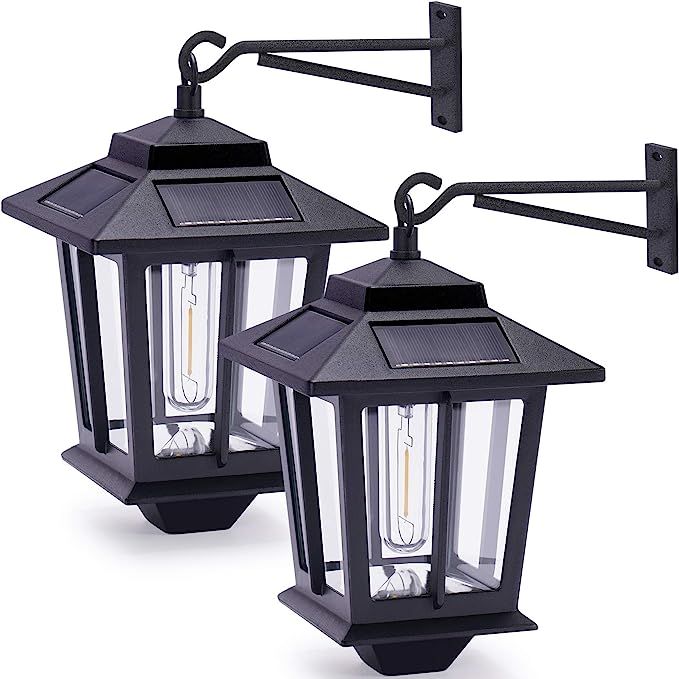 PASAMIC 2 Pack Solar Wall Lanterns with 4 Solar Panels, Dusk to Dawn Led Outdoor Wall Sconce , An... | Amazon (CA)