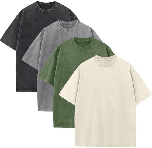 KEEPSHOWING Mens Oversized T Shirts Acid Wash Loose Fit Vintage Washed Tee Shirt Short Sleeve Str... | Amazon (US)